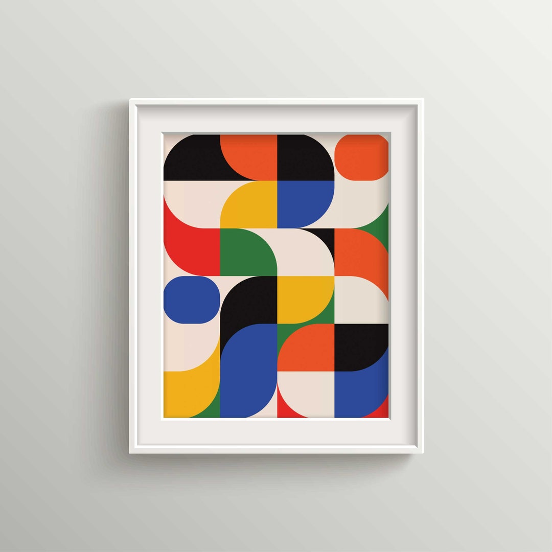 Geometric Bauhaus Wall Art Circles Squares Modern Wall Art Mid-century ...