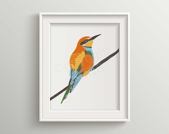 Vibrant Bee Eater Bird Illustration - Nursery Decor, Wall Art for Bird Lovers