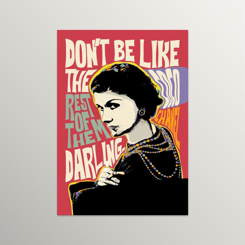 Coco Chanel Pop Art Quote Portrait art print poster Etsy