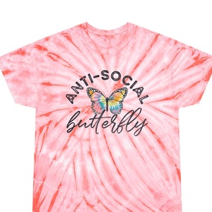 Anti-Social Butterfly Shirt, Music Lovers Shirt, Gifts For Introverts, Butterfly Tee, Tye Dyed Shirt