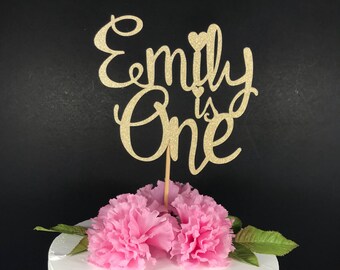 ANY NAME & NUMBER Glitter First Birthday Cake Topper, , Gold Glitter Topper , First Birthday Cake Topper , Any Number and Name