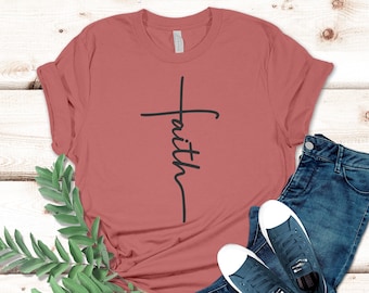Geloof shirt, geloof kruis shirt, christelijke gift, geloof geschenk, christelijke shirts, liefde en genade shirt, geloof kruis, verticaal kruis, Jezus