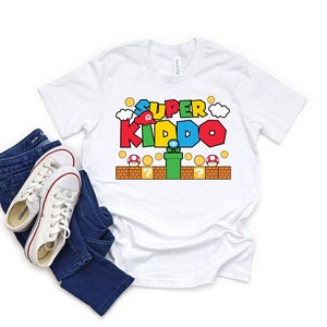 Super Kiddo Game Shirt, New Dad Shirt, Super Mommio Shirt, Father&#39;s Day Shirt, Super Kiddio Shirt, Gift for Dad, Family Matching Shirt, 4