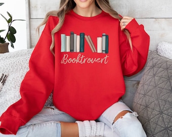 Sudadera Booktrovert, sudadera amante de los libros, linda camisa amante de los libros, camisa librería de maestro bibliotecario, regalo para el maestro amante de los libros,