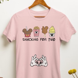 Disney Vacation Shirt, Snacking For Two Pregnancy Announcement Shirt, Disney Shirts For Women, Funny Mom to be T-shirt, 5 image 2