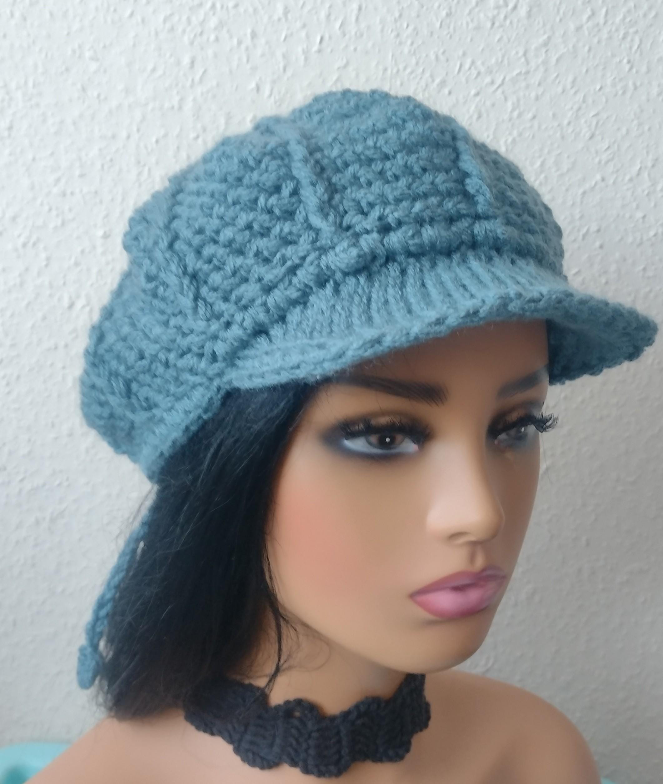 Teal Reef Slouchy Hat with a Brim OSFM premade newsboy nature boho cottage Acrylic Multicolor Women main image 4