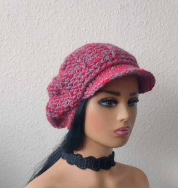 New Boho Crochet Newsboy Cap – Slouchy Brim Hat Handmade | Crochet by Sharon Crochet Newsboy Brim Slouchy Hat - Etsy main image 2