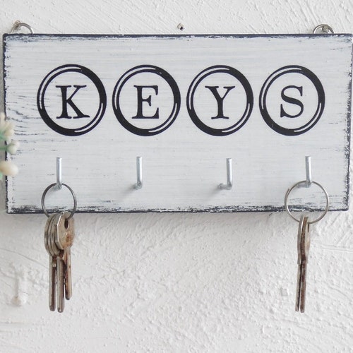 Boho Key Rack Key Hook Wooden Key Holder for Wall White Etsy