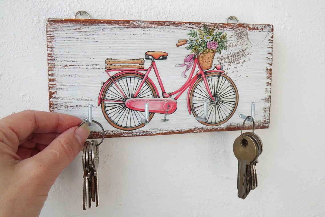 Pink Bicycle / Bike / Key Holder for Wall Etsy