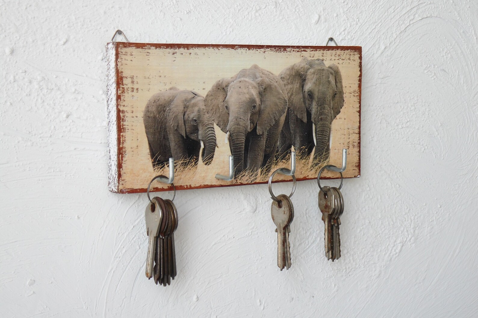 Elephant Key Holder Wall Elephant Wall Decor Key Holder Wood Etsy