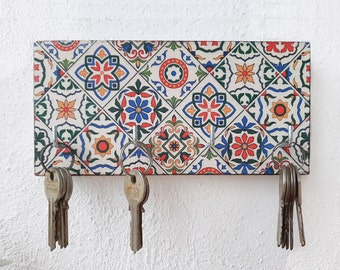 Key holder for wall colorful moroccan, colorful key holder, entryway key holder
