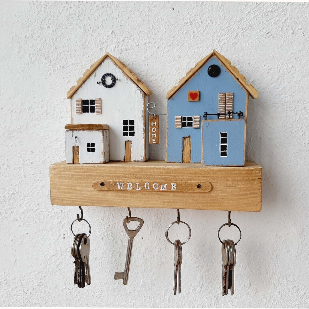 House Key Holder Wall Farm House Wall Decor Wood Block Etsy