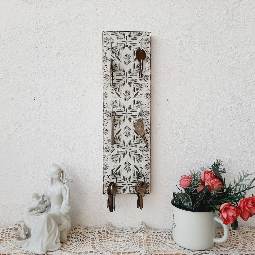 Vertical Key Holder, Key Holder for Wall, Green Ornament Key Holder Etsy
