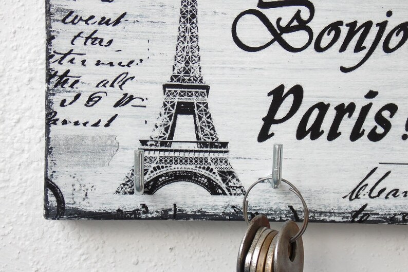 Key holder Bonjour Paris key holder for wall key storage Etsy