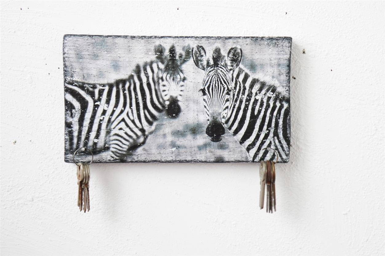 Key Holder For Wall Zebra Decor Home Gift Art Farmhouse Hook Organizer Loft Boho
