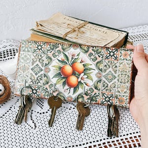 Fruit Key Rack Key Holder for Wall With Oranges, Rustic Wooden Tile Key Rack, Fruit ...