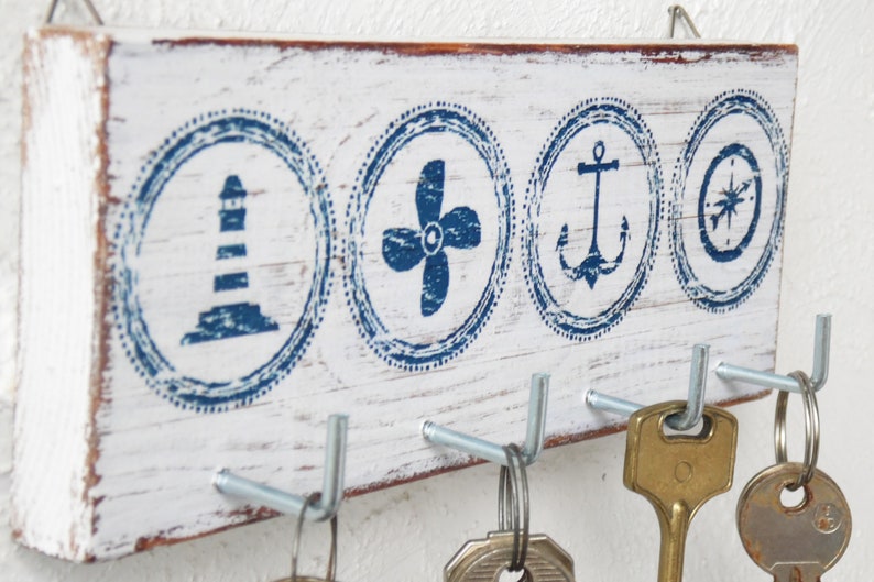 Nautical key holder nautical wall decor key hook Etsy