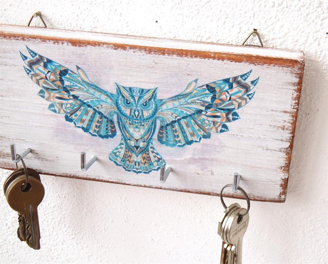 Owl Wall Key Holder / Owl Wall Decor / Key Holder for Wall / Etsy