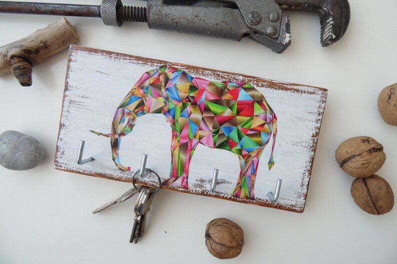Rustic Key Holder for Wall Elephant Key Holder Wall Elephant Etsy