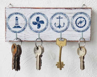 Nautical key holder, nautical wall decor, key hook