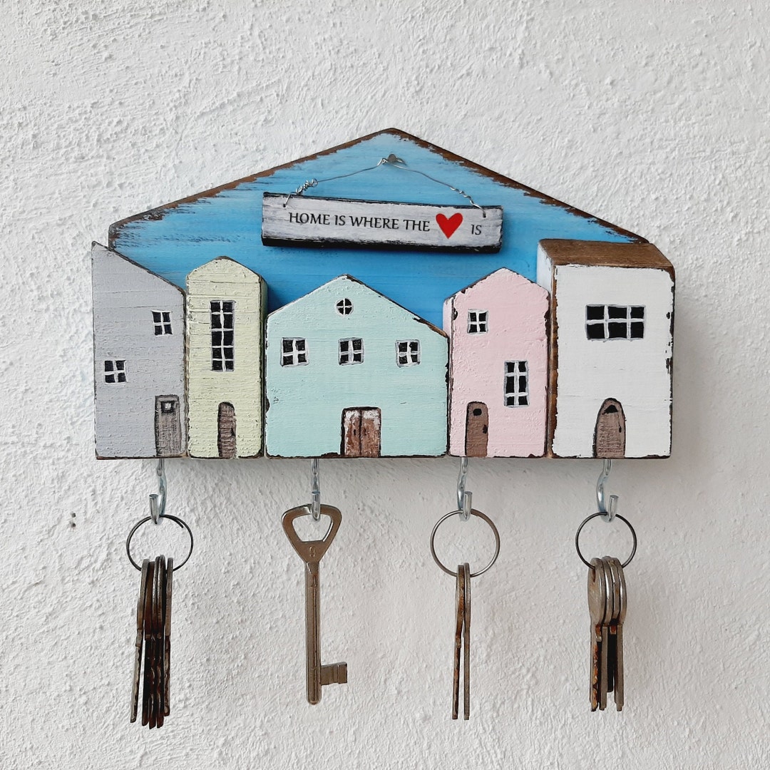 Rustic Cottage Chic Key Holder: Wooden House Key Rack - Etsy