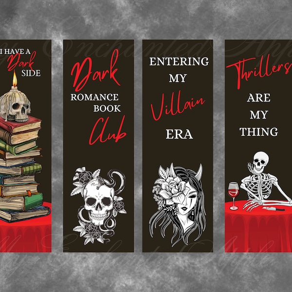 Dark Romance Thriller Villain Lover Reader Bookmarks, Printable, Instant Download