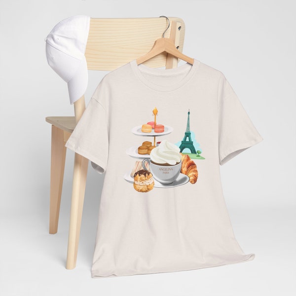 Paris Getaway Tee - Angelina Paris Cafe, Croissant & Afternoon Tea, travel to Paris France Vacation Unisex Heavy cotton T Shirt