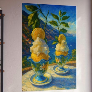 Fine Art Posters, Lemon Gelato Sorbet Print, Amalfi Coast Dessert Art, Wall Art Decor, Home Decor Poster, Kitchen Wall Art, Foodie Gift