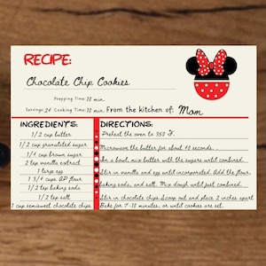 Minnie Mouse Recipe Card
