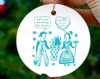 Love is All We Need Pyrex inspired Ceramic Ornament - Vintage style Butterprint , Holidays, Home Decoration, Gift, Seasonal Decor