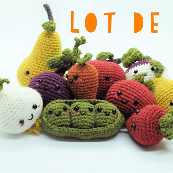 Fruits et légumes au crochet - Lot de 5 / Fruits and vegetables amigurumi - 5 pieces