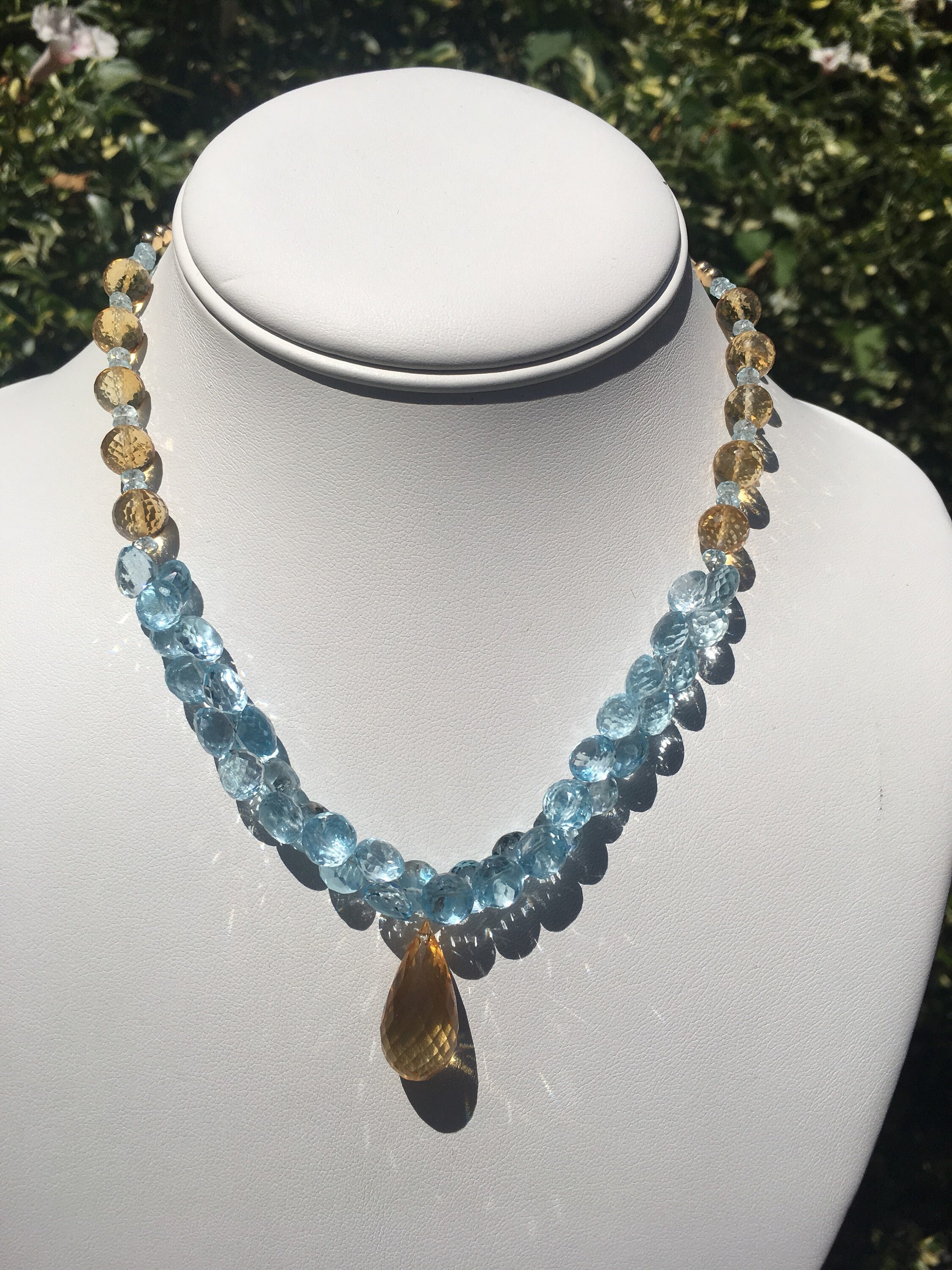Blue topaz outlet and citrine necklace