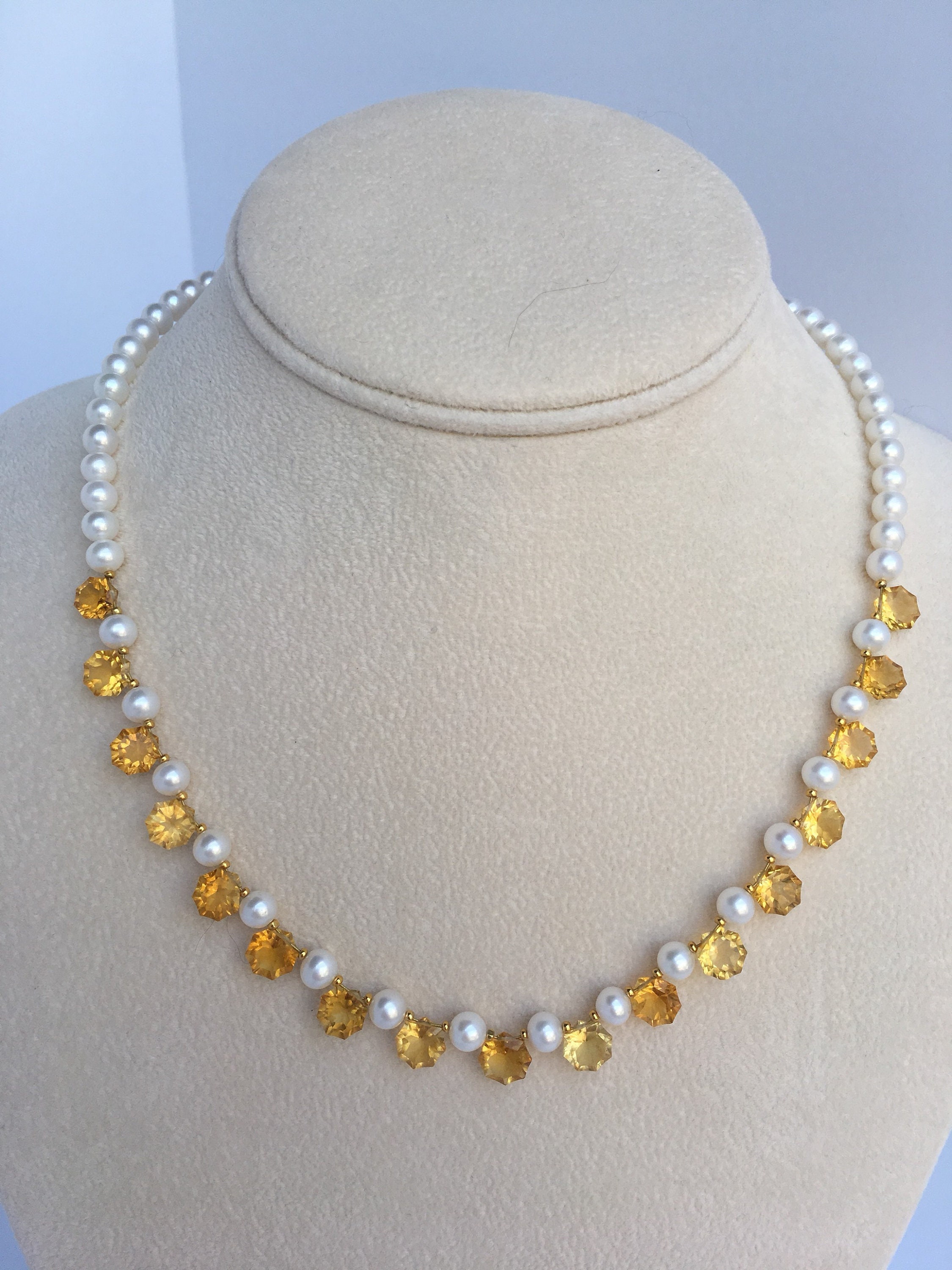 Freshwater Pearl and Citrine Necklace 