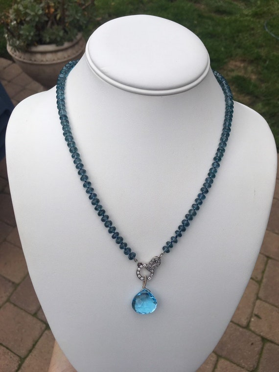 Natural Blue Topaz Gemstone Pendants Necklaces for Women 925 Sterling  Sliver Oval Romantic Wedding Gift Valentine's