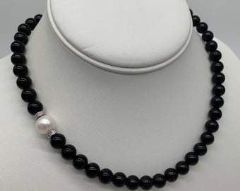 Pehvdkuq Dainty Black Spinel Beaded Choker Necklace - 3mm Black Agate Beads, 18k Gold Plated Chain - View #6