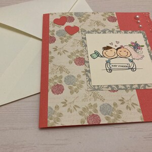 Biglietto Auguri matrimonio fatto a mano sposi su macchina