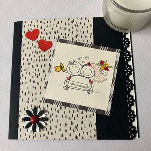 Biglietto Auguri matrimonio fatto a mano sposi su macchina busta portasoldi taschina interna