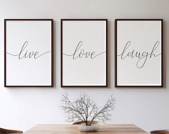 Live Laugh Love Print Set, Minimalist Home Wall Art (Digital Download)