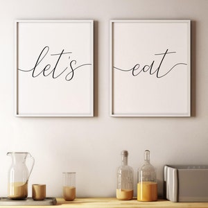 Let&#39;s eat,Dining Room Decor,Eat sign,Let&#39;s eat sign,Kitchen wall art,Kitchen Decor,Kitchen signs,Kitchen quote,Let&#39;s eat printable,Eat art