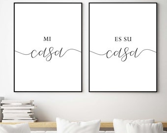 Mi Casa Es Su Casa,Guest Room Decor,Mi Casa Su Casa,Set of 2,Be Our Guest Sign,Guest Room Signs,Minimalist Black and white Quote Printable