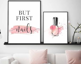 Nail Salon Wall Art, Instant Download Nail Salon Decor With Nail Tech  Supplies, Printable Wall Art for Nail Room Decor, 3 Piece Wall Art 