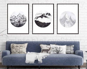 Mountain wall art,Mountain print,Set of 3 prints,Mountain Printable,Nature prints,3 Piece Wall Art,Modern art,Minimalist art,Scandinavian