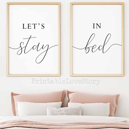 Bedroom Wall Artlet's Stay in Bed Printset of 2 Bedroom Etsy
