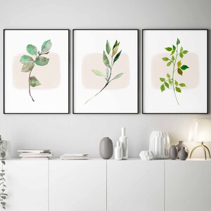 Set of 3 prints,Botanical print set,Green plants decor,Set of botanical prints,Leaf art,Leaf digital poster set,Printable wall art