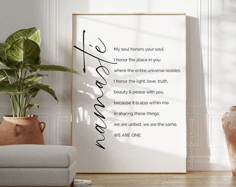Namaste Definition Print, Yoga Zen Wall Art (Digital Download)
