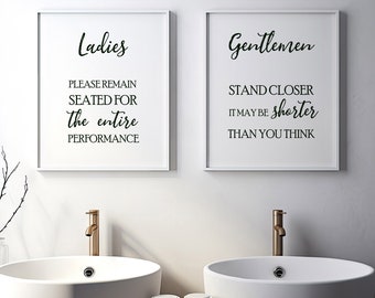 Toilet Rules,Bathroom signs,Ladies and Gentlemen,Toilet rules sign,Toilet print,Funny toilet print,Set of 2 bathroom prints,Bathroom art