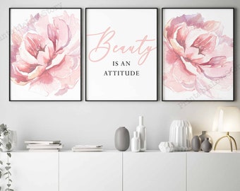 Blush Pink Wall Artbeauty Quotesbedroom Wall Artfashion 
