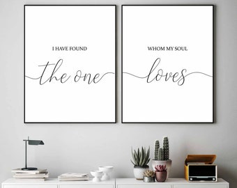 Bedroom wall decor,I have found the one whom my soul loves,Christian wall art,Bible verse prints,Bedroom sign,Song of Solomon 3:4,Scripture