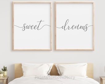 Sweet Dreams Nursery Print Set, Kid's Room Wall Art (Digital Download)