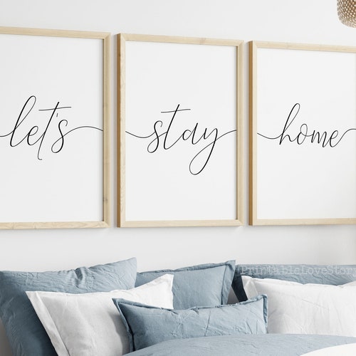 Let's Stay Home Sign Living Room Wall Decor Let's Etsy